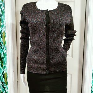 Marie Sixtine Multi Colored Lightweight Wool Blend Button Down Cardigan L